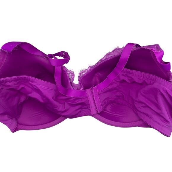 Cacique Lane Bryant 44DD Balconette Bra Purple Lace Lightly Lined - Picture 3 of 7